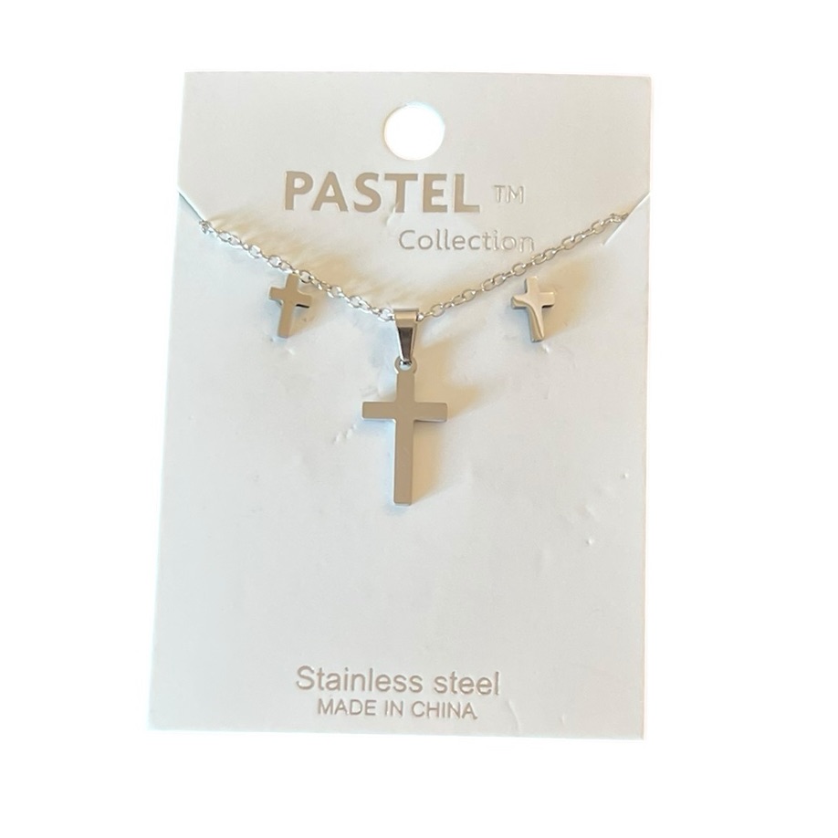 Stainless Steel 1” Cross Silver 20